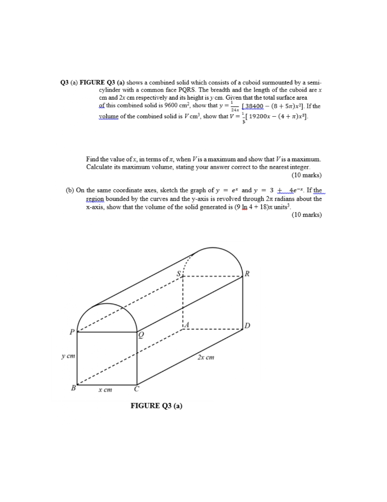 Solved Q3 (a) FIGURE Q3 (a) shows a combined solid which | Chegg.com