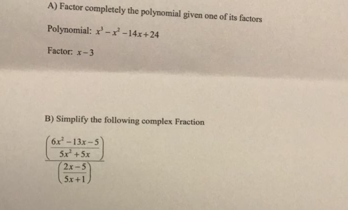 factor the polynomial completely x 3 2x 2 24x