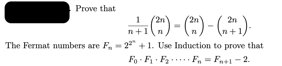 Solved Prove that 1 ( ) = (22- (2*1) n+1 The Fermat numbers | Chegg.com
