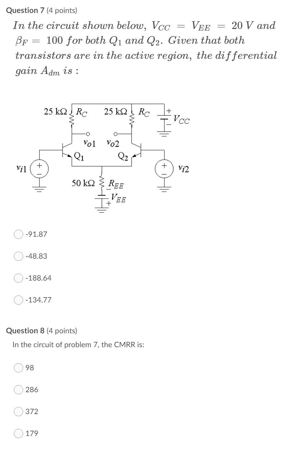 Solved Question 7 (4 points) In the circuit shown below, Vcc | Chegg.com