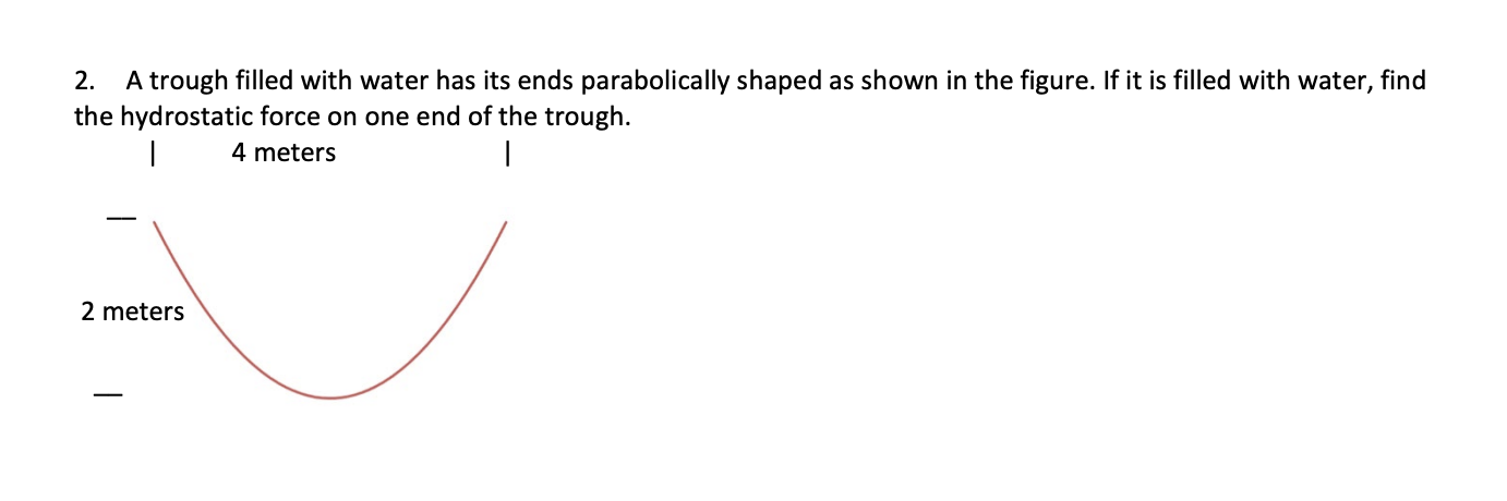 Solved 2. A trough filled with water has its ends | Chegg.com