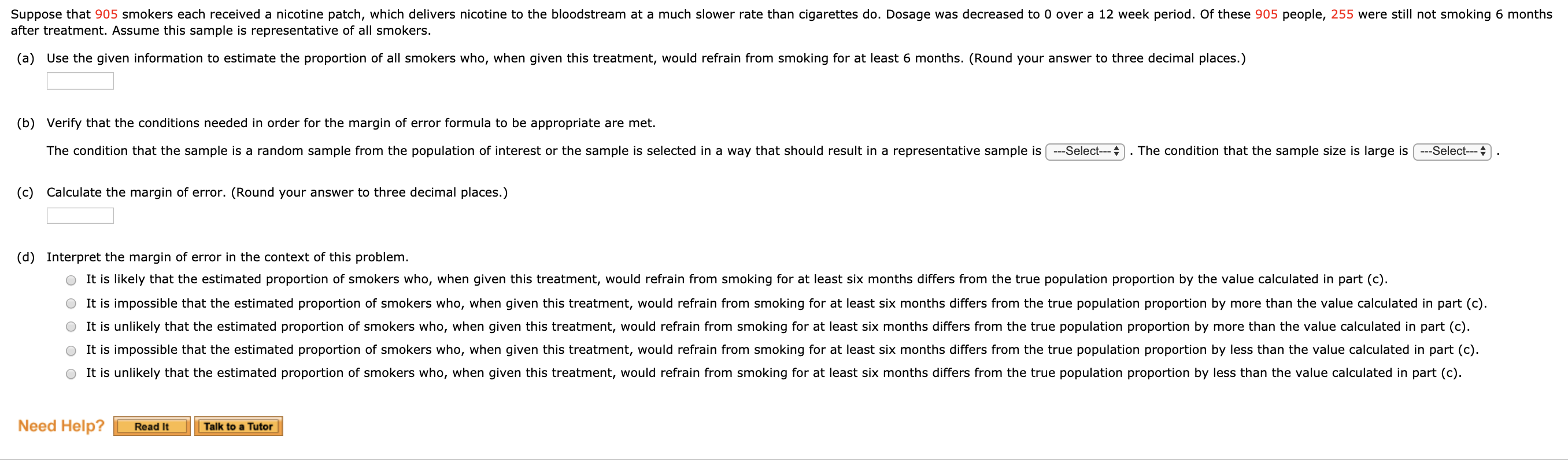 Solved Suppose that 905 smokers each received a nicotine