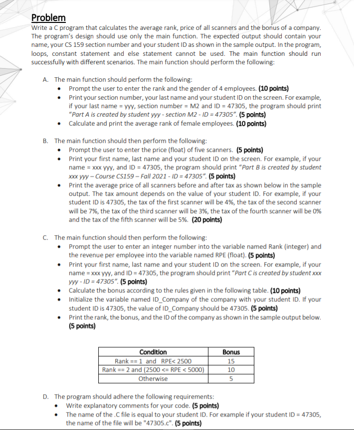 Solved Problem Write a C program that calculates the average | Chegg.com