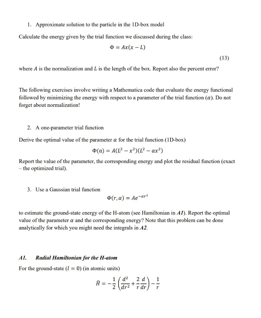 1 Approximate Solution To The Particle In The Id Chegg Com