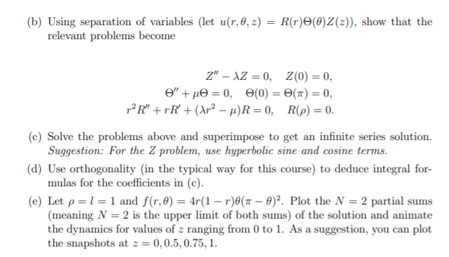 Solved 1. Lapalce's Equation in Cylindrical Coordinates: The | Chegg.com