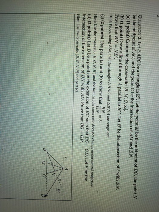 QUESTION 2, Let ABC be a triangle in E. Let the | Chegg.com