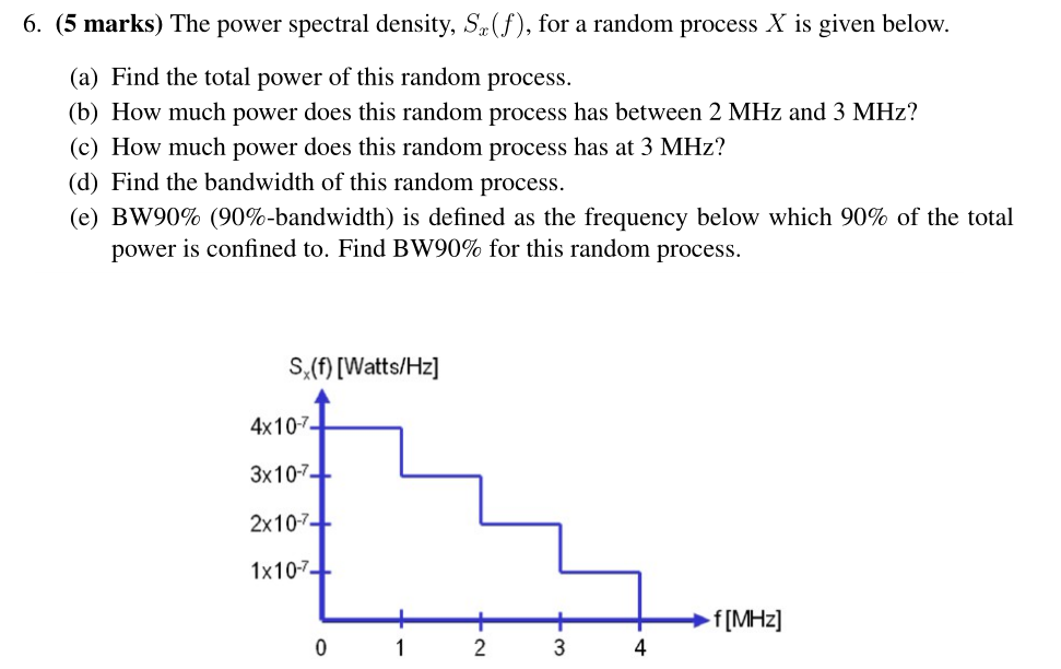 Solved 6. (5 marks) The power spectral density, Sx(f), for a | Chegg.com