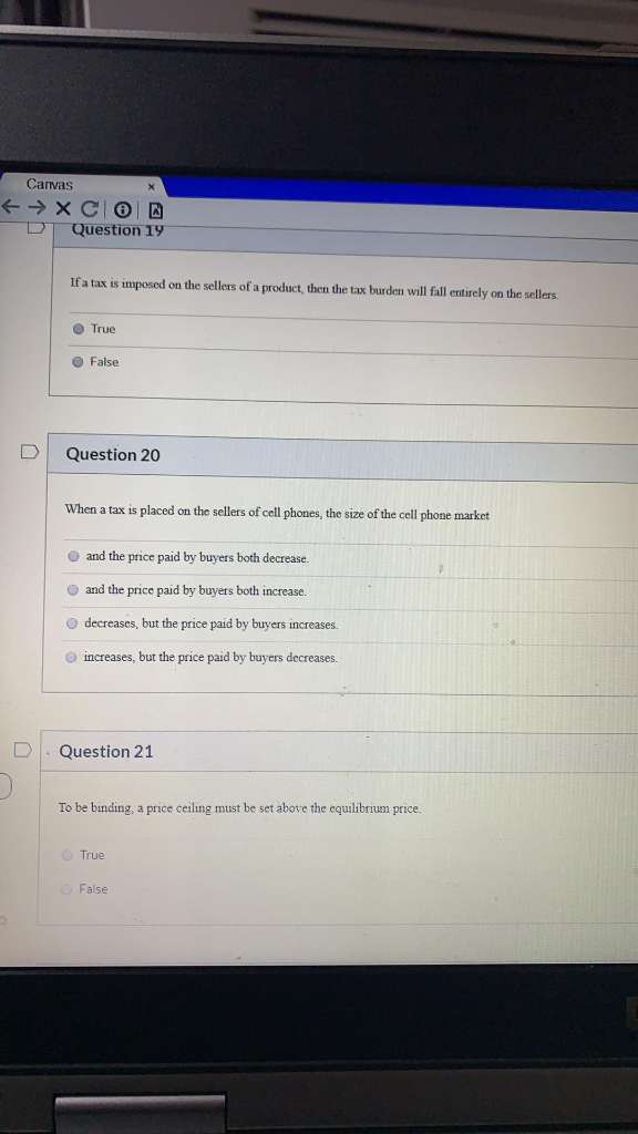 Solved Canvas → XCO Question 19 If a tax is imposed on the | Chegg.com