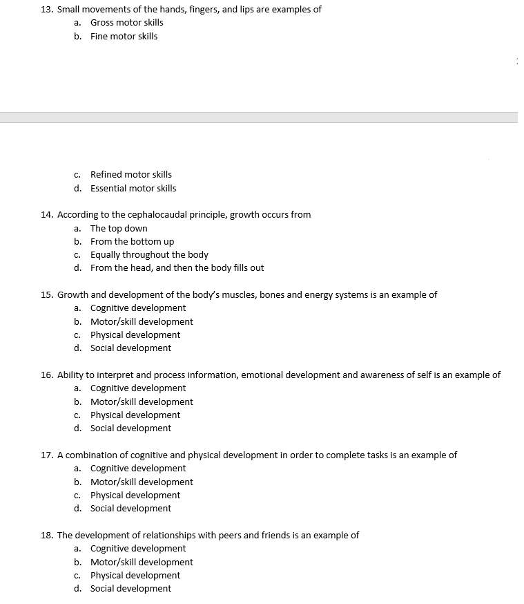 Cognitive motor skills outlet examples