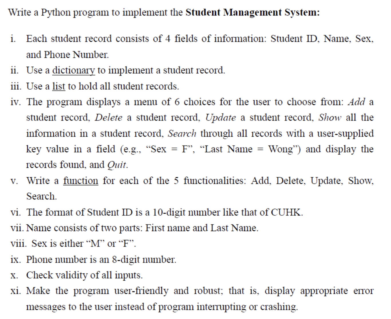 Solved Write a Python program to implement the Student | Chegg.com