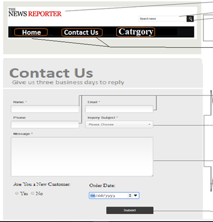 Solved create this contact us page and : Write Javascript | Chegg.com