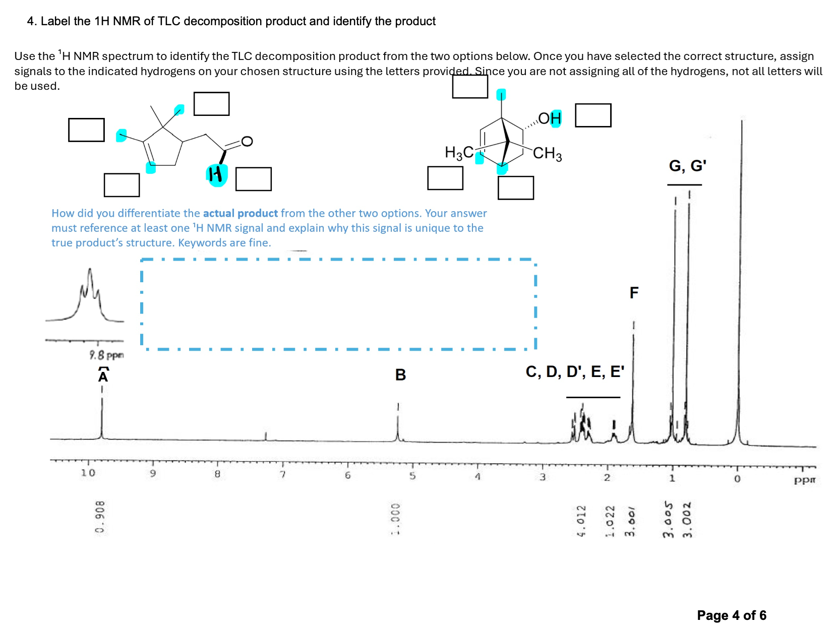 Solved Label the 1 ﻿H NMR of TLC product and