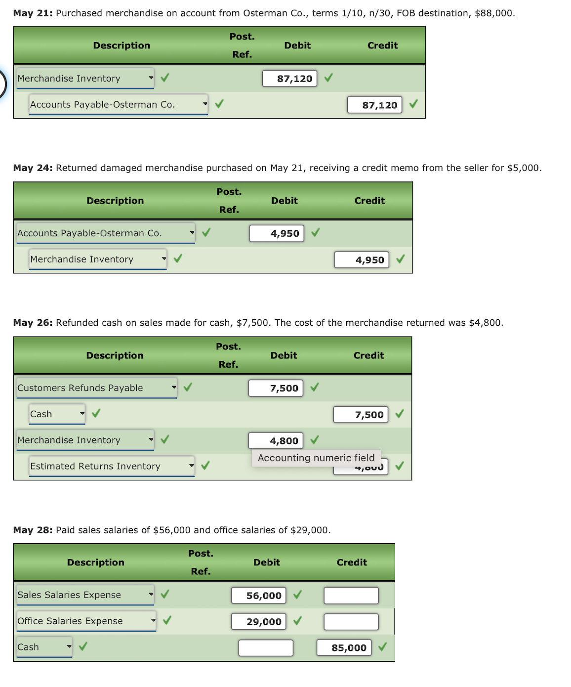 Solved For a compound transaction, if an amount box does not | Chegg.com