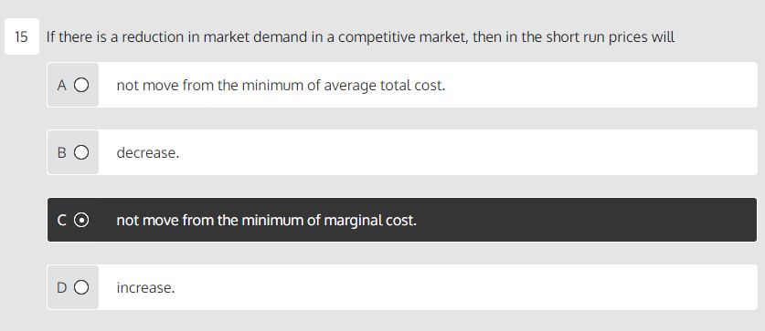 Solved 12 If there is a reduction in market demand in a | Chegg.com