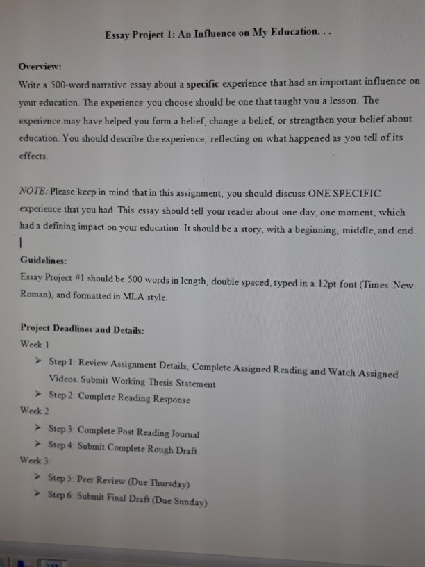 I need help writing my narrative essay journal