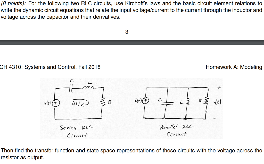 Solved For the following two RLC circuits, use Kirchoff’s | Chegg.com