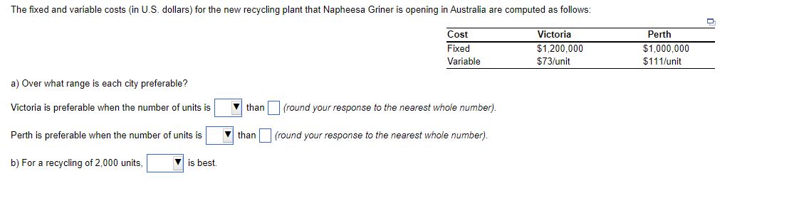 Solved A) Over What Range Is Each City Preferable? Victoria 