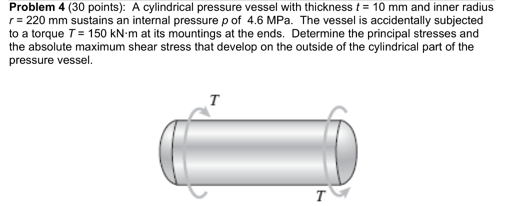 Solved Problem 4 (30 points): A cylindrical pressure vessel | Chegg.com