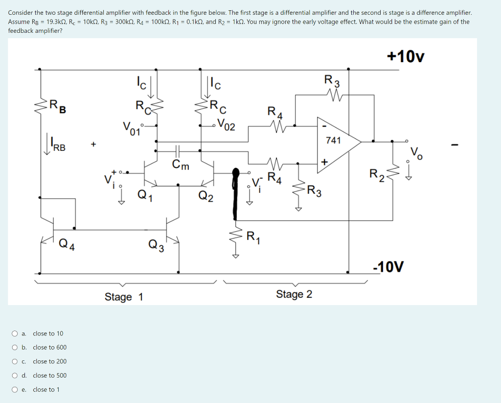 Solved Consider the two stage differential amplifier with | Chegg.com