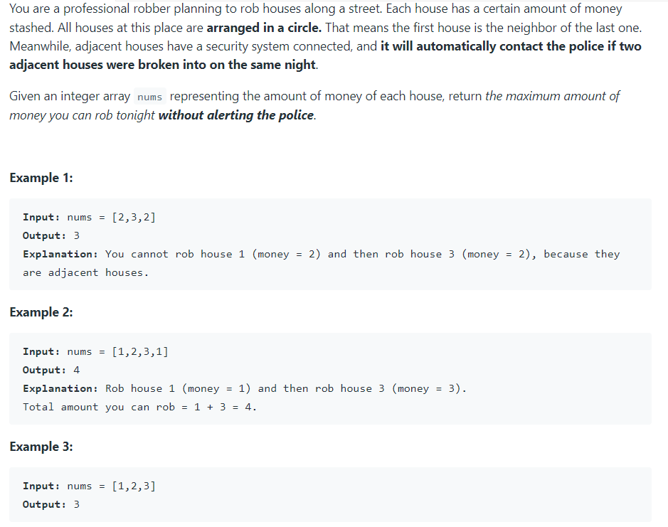 Solved You are a professional robber planning to rob houses | Chegg.com