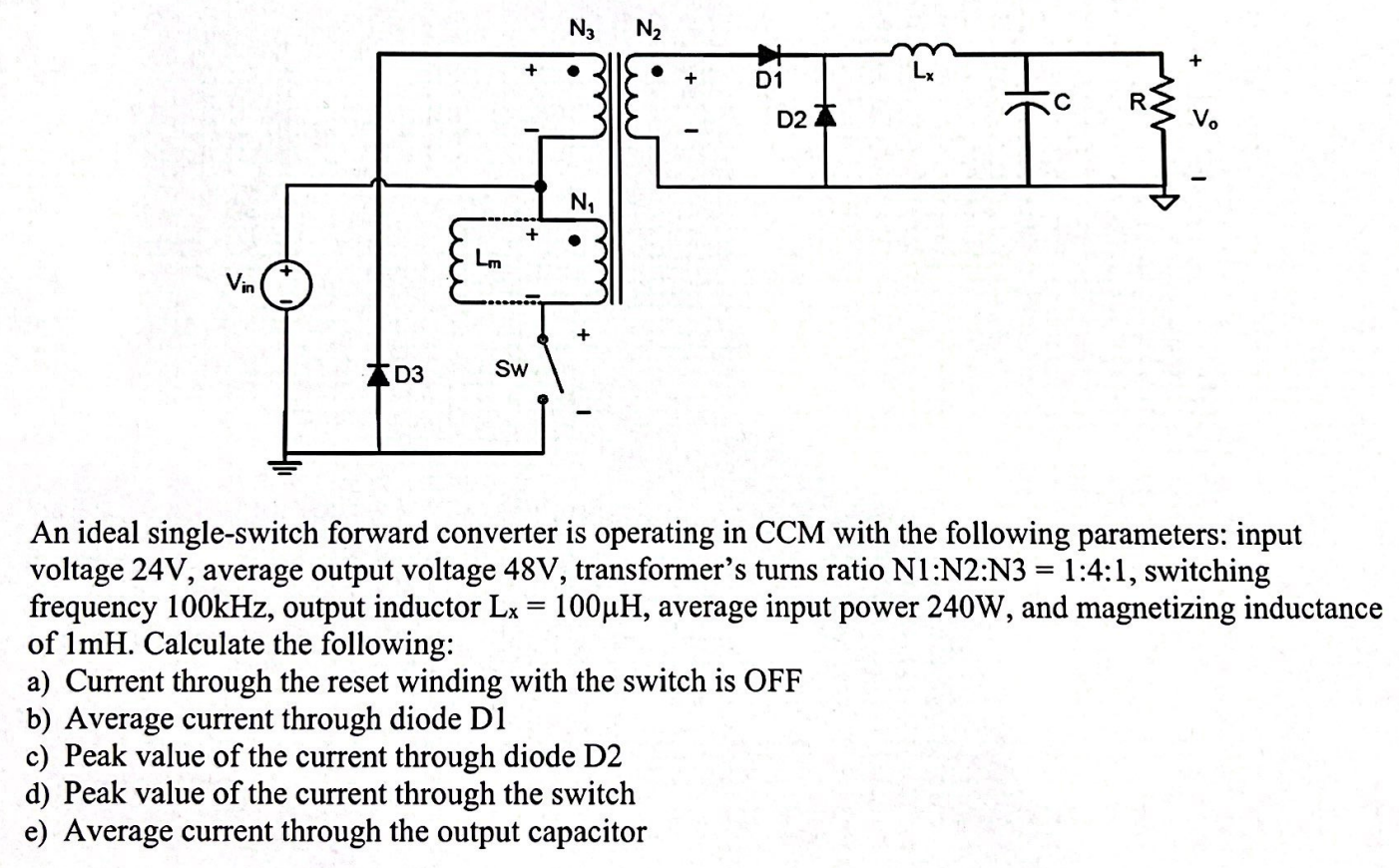 Solved An ideal single-switch forward converter is operating | Chegg.com