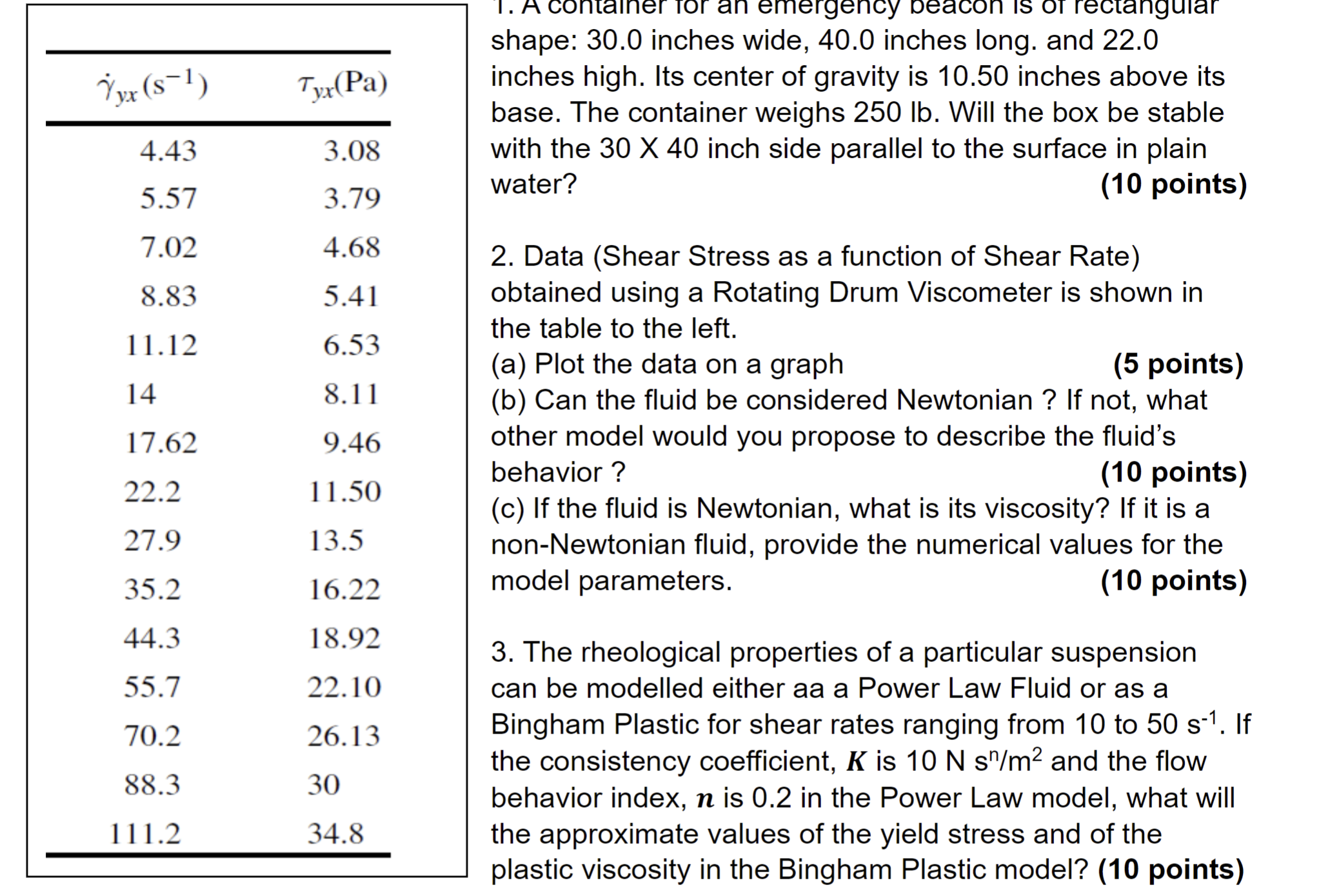 a) Shear rate _ g vs time for s ¼ 32, 36, 37, 39, 41, 42, 44, 45.5