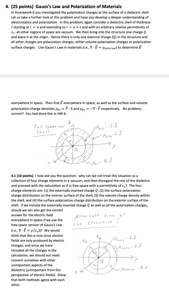 4. (25 points) Gauss's Law and Polarization of | Chegg.com
