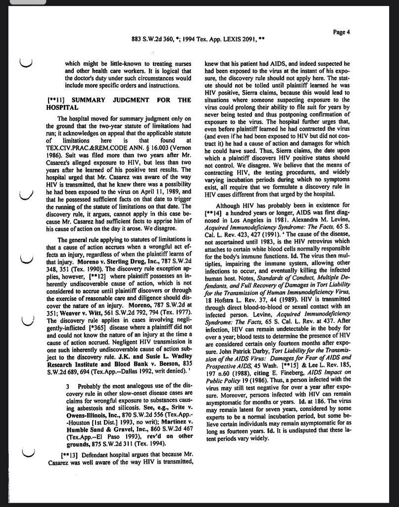 Solved Page 1 LexisNexis 1 of 250 DOCUMENTS RAYMOND CASAREZ, | Chegg.com