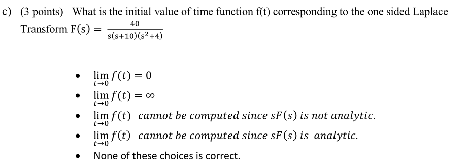 Solved c) (3 points) What is the initial value of time | Chegg.com