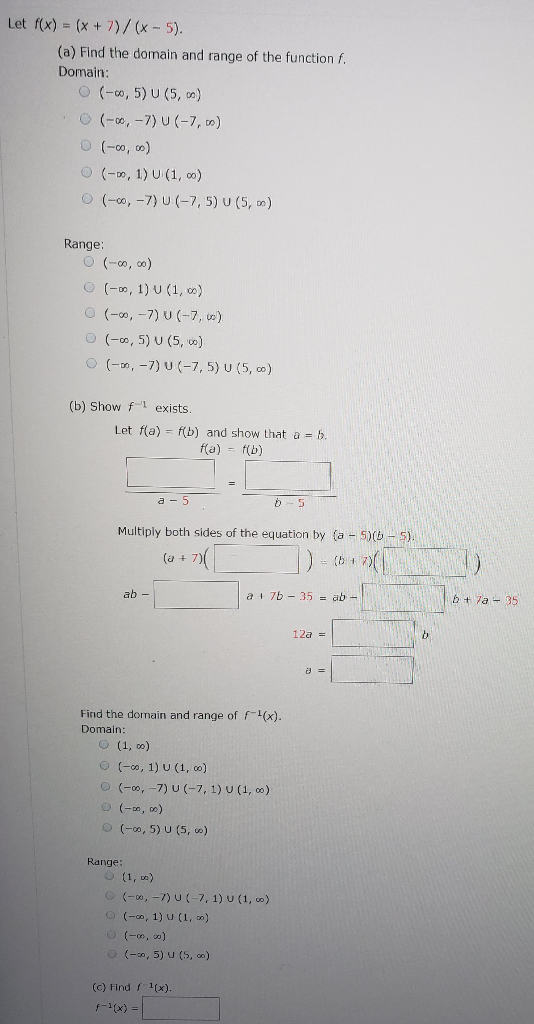 Solved Let F X X 7 X 5 A Find The Domain An Chegg Com