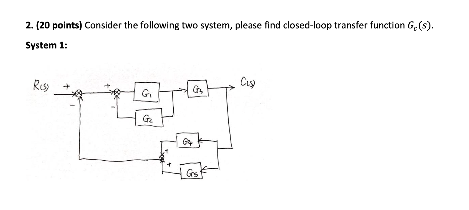 Solved 2. (20 points) Consider the following two system, | Chegg.com