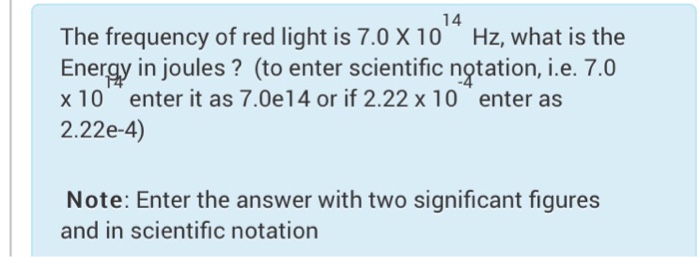 frequency of red light scientific notation