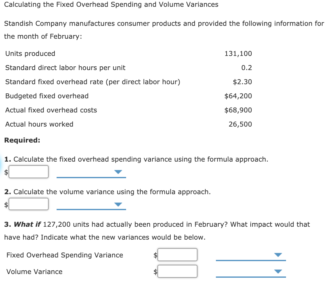 Solved Calculating the Fixed Overhead Spending and Volume