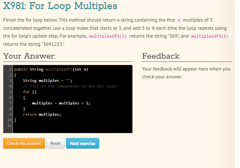 Solved Finish the for loop below. This method should return | Chegg.com