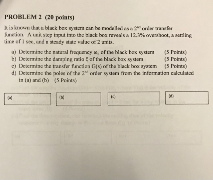 Solved PROBLEM 2 (20 points) It is known that a black box | Chegg.com