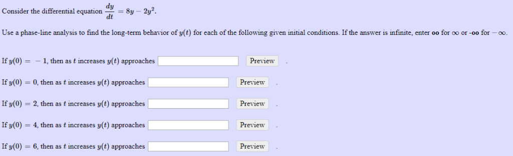 Solved dy dt Consider the differential equation Sy 2y2 Use a | Chegg.com