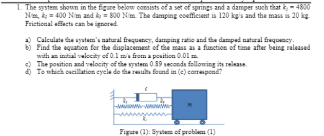 Solved 1. The system shown in the figure below consists of a | Chegg.com