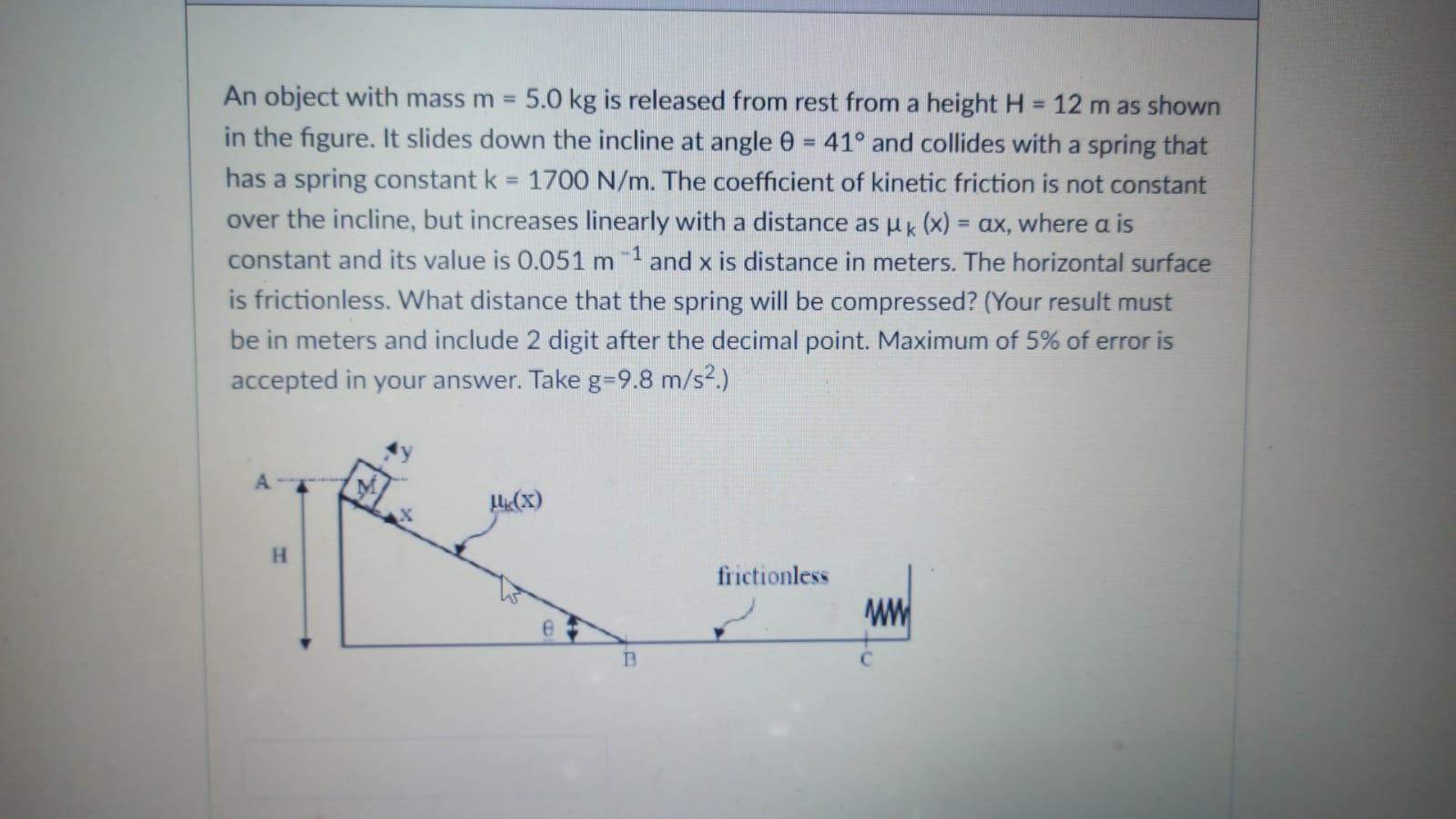 Solved An object with mass m = 5.0 kg is released from rest | Chegg.com