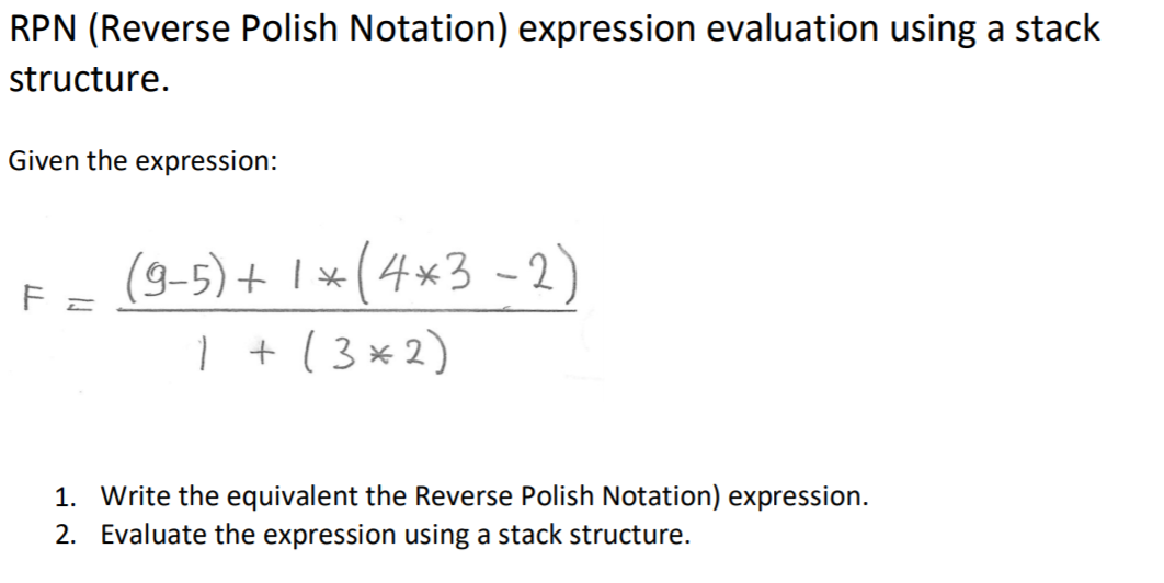 Solved RPN (Reverse Polish Notation) expression evaluation | Chegg.com