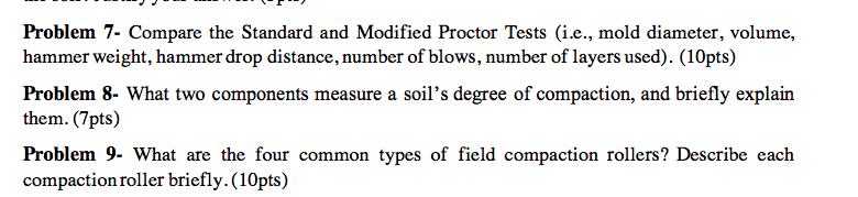 Solved Problem 7- Compare the Standard and Modified Proctor | Chegg.com