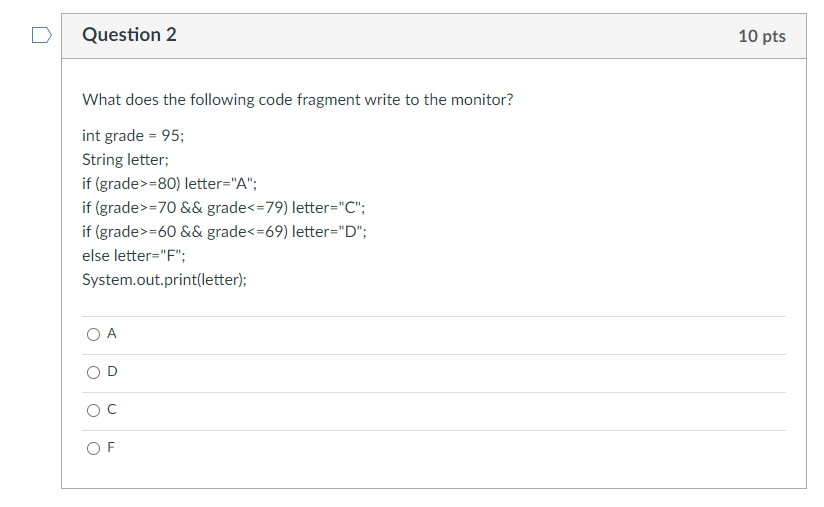 Solved Question 2 10 pts What does the following code | Chegg.com