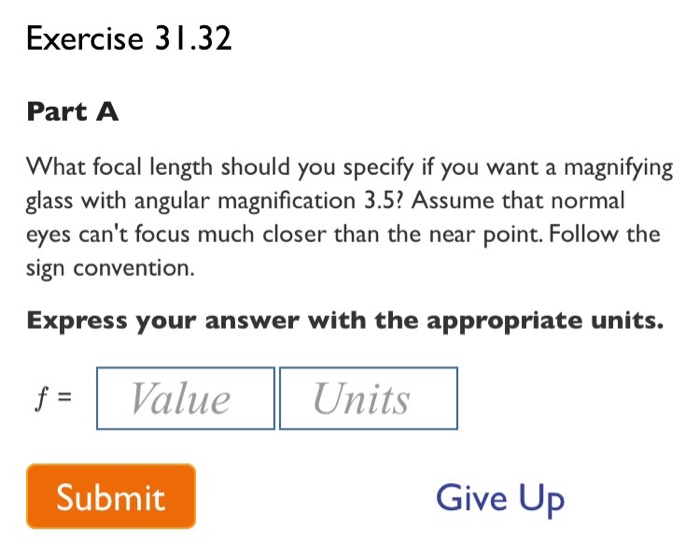 Solved What focal length should you specify if you want a
