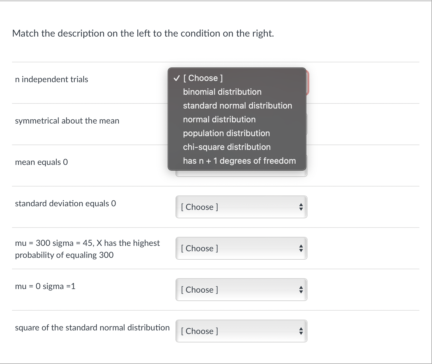 Solved Match the description on the left to the condition on | Chegg.com