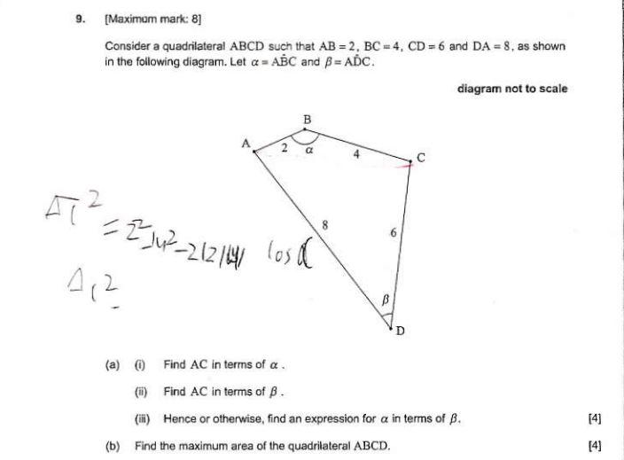 Consider a quadrilateral ABCD such that AB = 2, BC = | Chegg.com