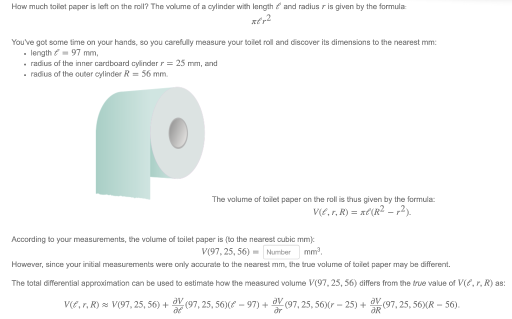 Solved How much toilet paper is left on the roll? The volume