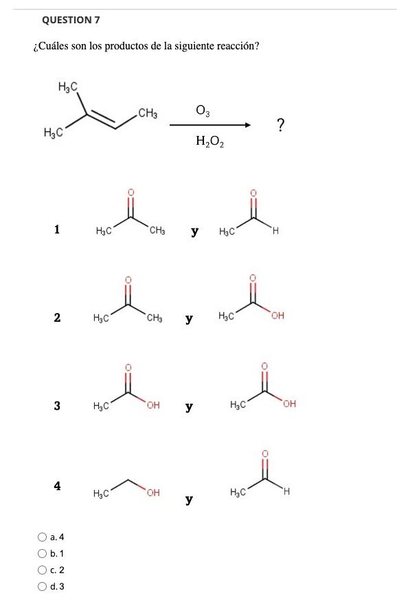 Solved ¿Cuáles Son Los Productos De La Siguiente Reacción? 1 | Chegg.com