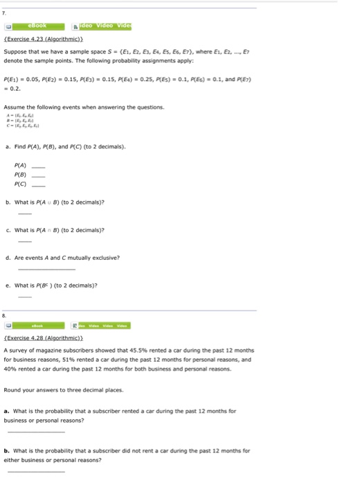 Solved Suppose that we have a sample space S-{E1, Ez, E3, | Chegg.com