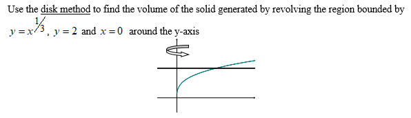 Solved Use the disk method to find the volume of the solid | Chegg.com