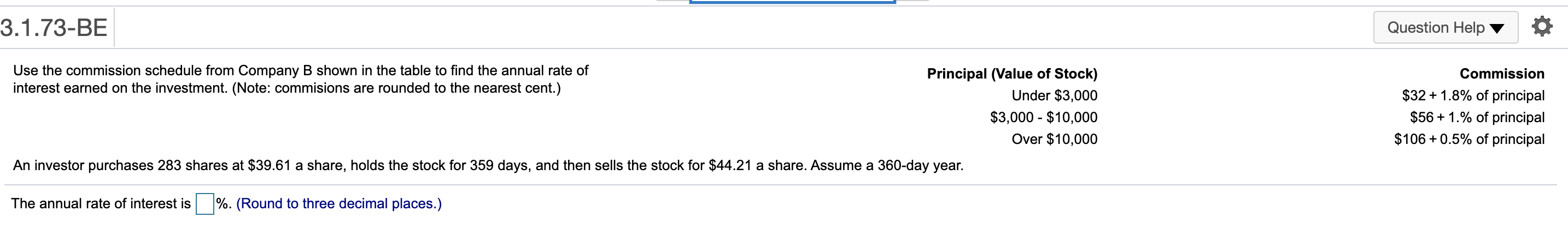 Solved 3.1.73-BE Question Help Use the commission schedule | Chegg.com