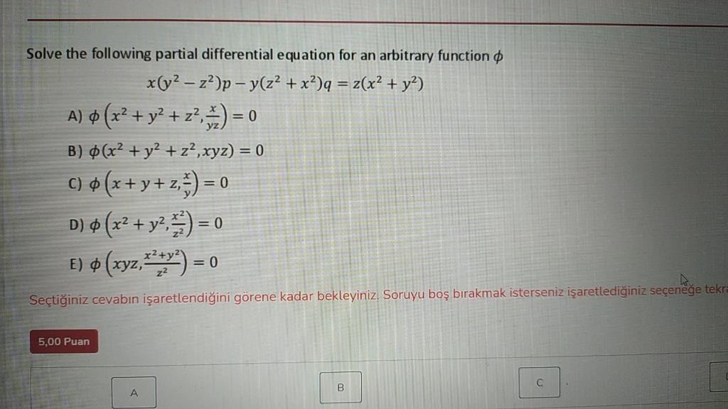 Solved Solve The Following Partial Differential Equation For Chegg Com